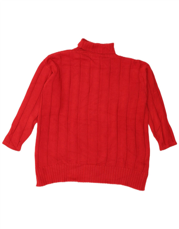 Eddie Bauer Jersey extragrande con cuello vuelto para mujer, talla 44, talla M, color rojo