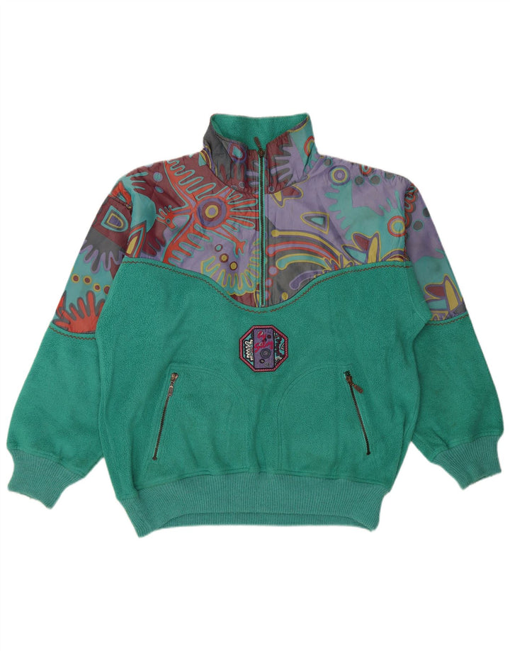 Silvy Hombre Jersey De Forro Polar Con Cremallera Y Cuello XL Poliéster Geométrico Verde