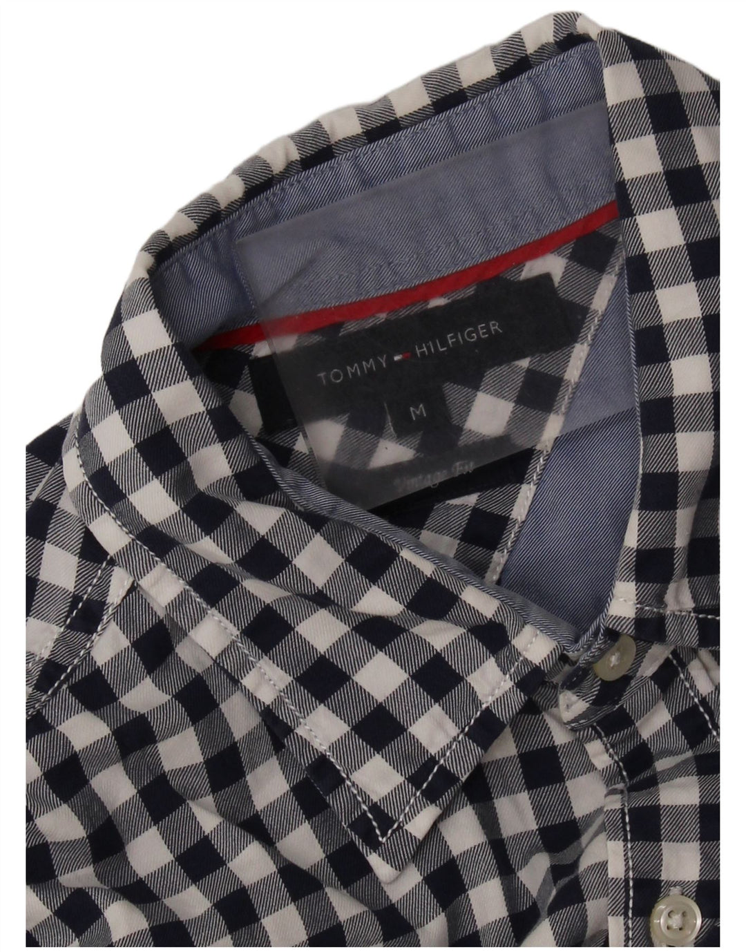 TOMMY HILFIGER Mens Vintage Fit Flannel Shirt Medium Black Gingham