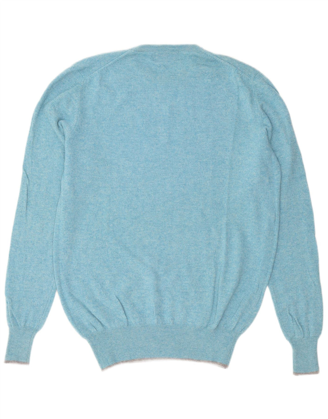 Elvstrom Jersey de cuello redondo para hombre de lana moteada azul grande