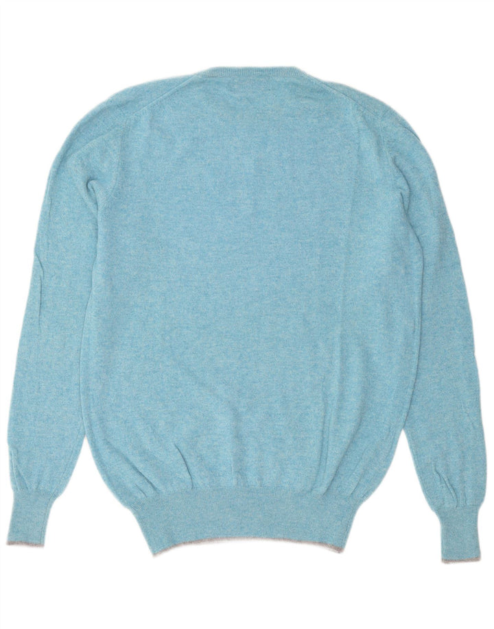Elvstrom Jersey de cuello redondo para hombre de lana moteada azul grande