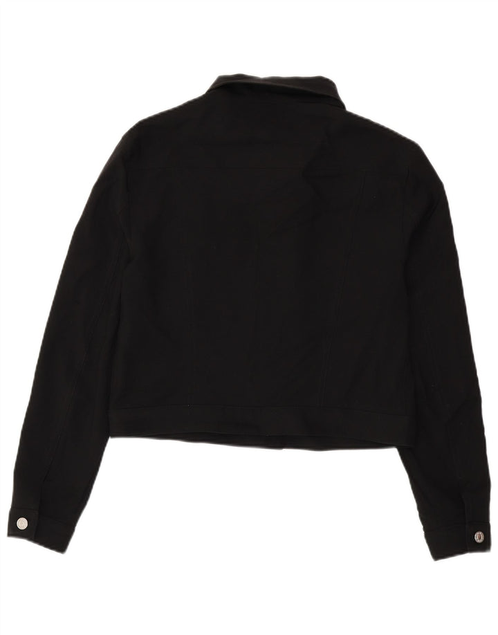 Benetton Chaqueta Bomber Corta para Mujer UK 44 Grande Poliéster Negro