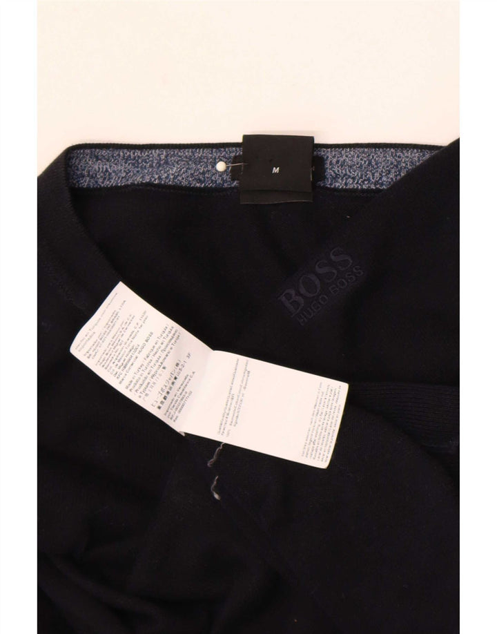 Hugo Boss Hombre Jersey Regular Fit Con Cuello Redondo Jersey De Algodón Negro Mediano