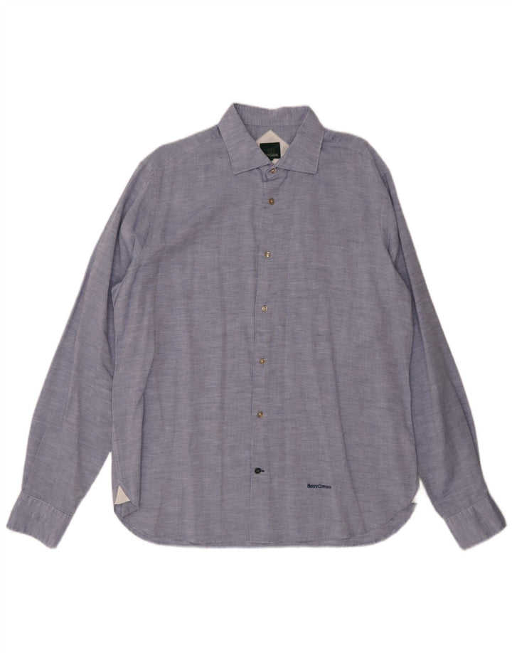 Henry Cottons Camisa para hombre Talla 43 Algodón azul grande
