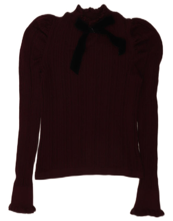 Zara Womens Long Sleeve Blouse Top UK 12 Medium Burgundy