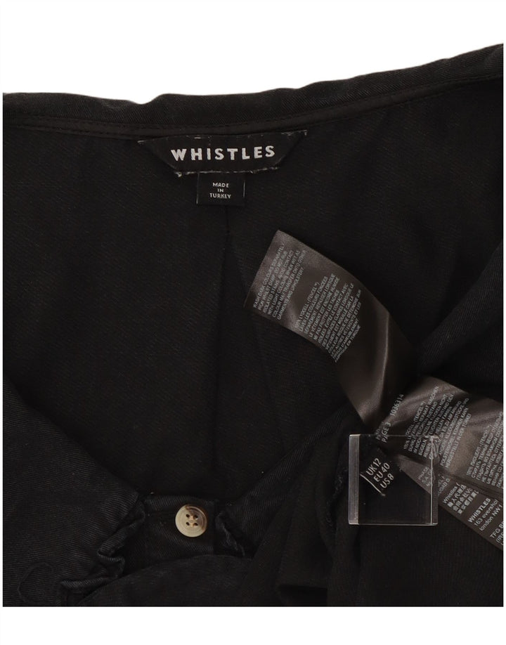 Whistle Blusa corta para mujer UK 12 Medium Black Lycra