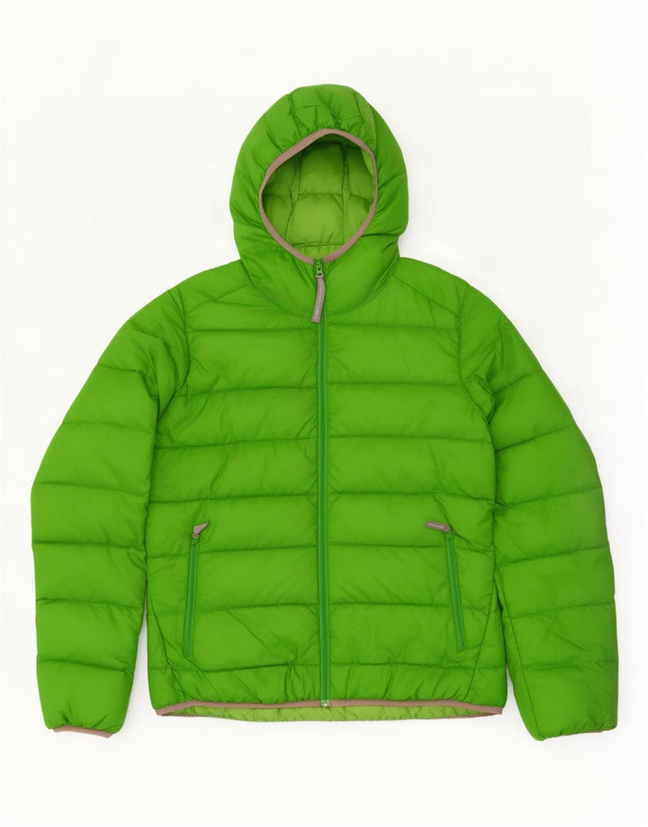 Jack Wolfskin Chaqueta acolchada con capucha para mujer UK 46 Poliéster verde grande