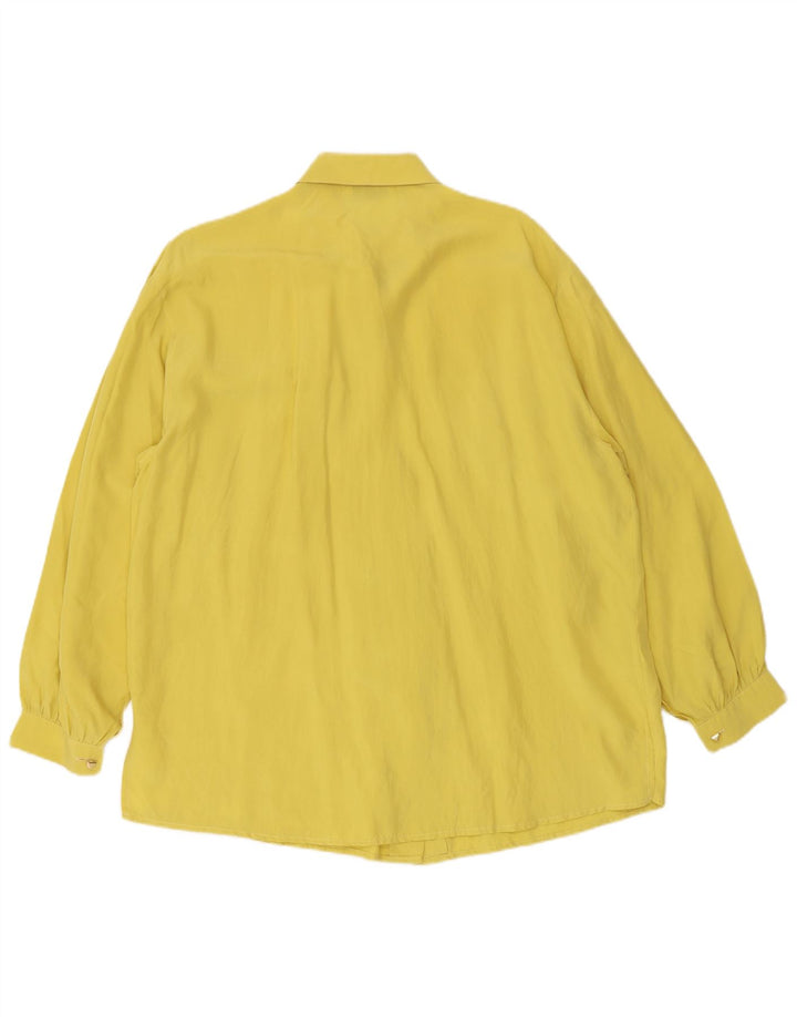 Camisa Vintage Mujer IT 48 XL Seda Amarilla