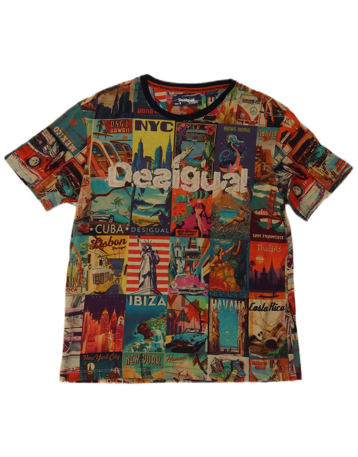 Desigual Hombre Camiseta Gráfica Top Small Patchwork Multicolor