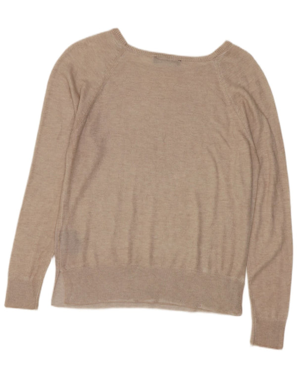 Zara Mujer Cuello Barco Jersey Jersey UK 10 Small Beige Viscosa