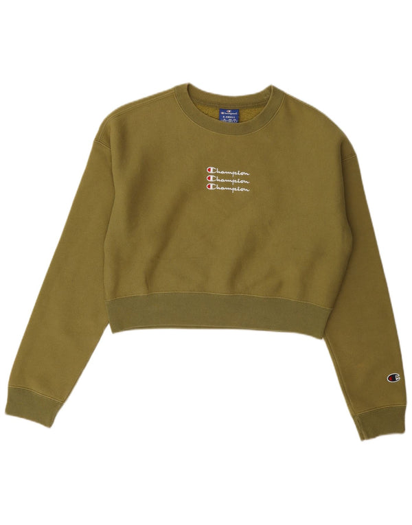 Champion Sudadera de gran tamaño con gráfico corto para mujer UK 6 XS Caqui