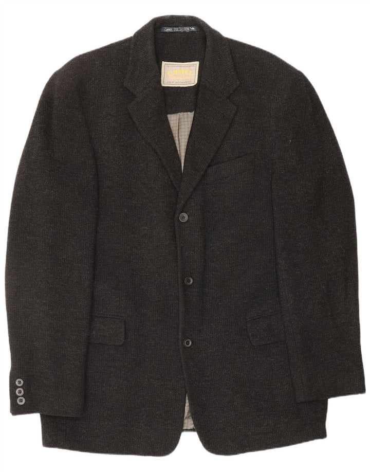 CAMEL ACTIVE Chaqueta tipo blazer de punto con 3 botones para hombre UK 40 Large Grey Wool