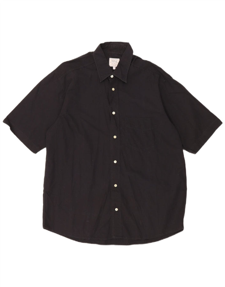 Rifle Camisa de manga corta para hombre Grande Algodón negro