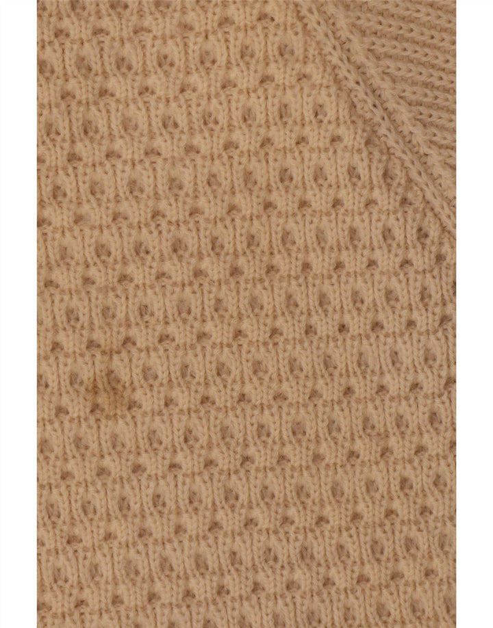Vintage hombres barco cuello jumper suéter grande lana beige