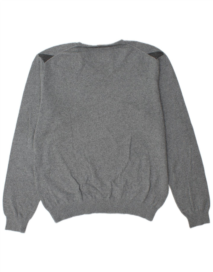 Sun68 Suéter con Cuello en V para Hombre Grande Gris Argyle/Algodón Diamante