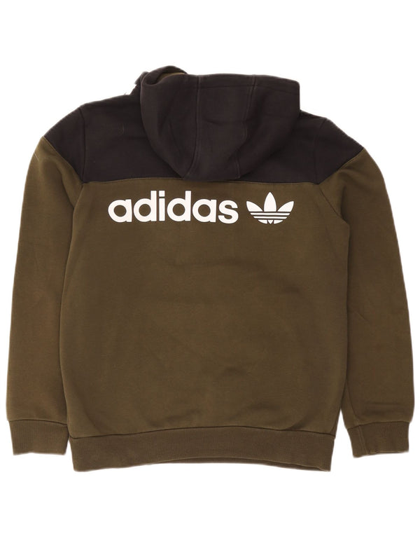 Adidas - Sudadera con capucha para niños, color caqui, 13-14 años, algodón color block