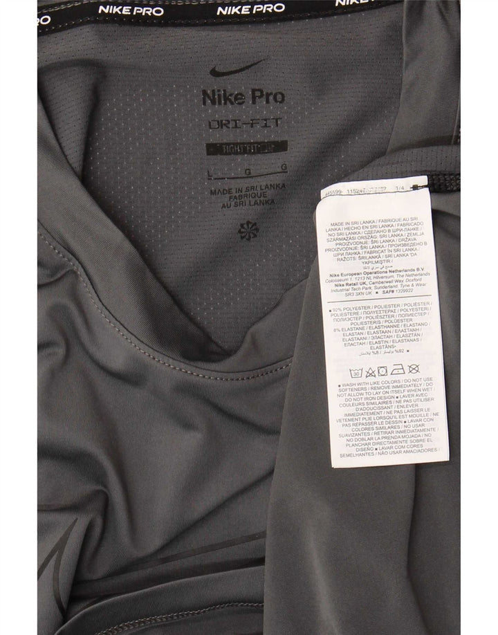 Nike Camiseta Dri Fit Slim Fit Graphic para Hombre Top Grande Gris Poliéster