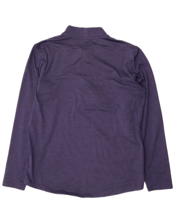 Puma Hombre Zip Neck Top Manga Larga Pequeño Azul Colorblock Poliéster