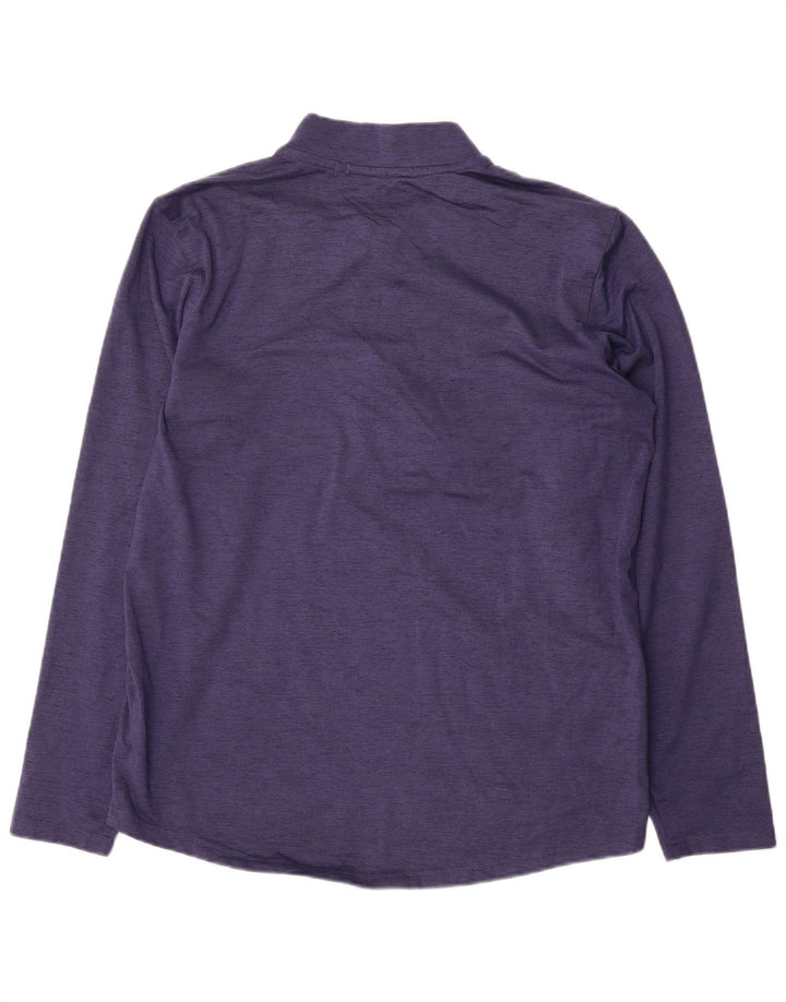 Puma Hombre Zip Neck Top Manga Larga Pequeño Azul Colorblock Poliéster