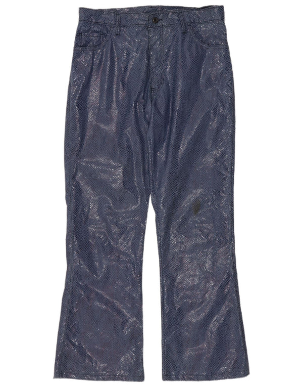 Casucci Pantalones casuales con corte de bota para mujer W31 L29 Algodón con estampado animal azul