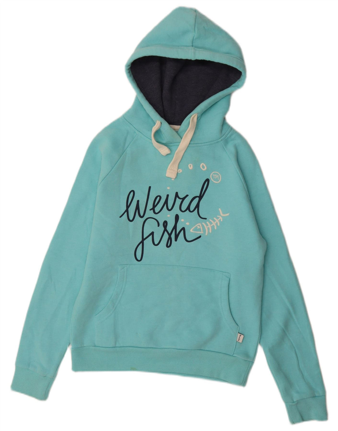WEIRD FISH Jersey con capucha gráfica para mujer UK 10 Small Turquesa Algodón