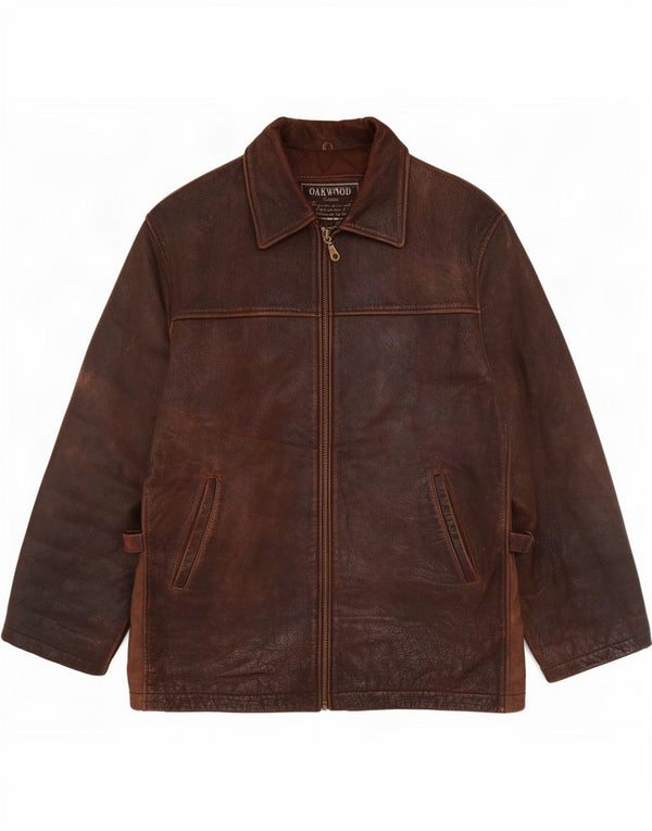Oakwood Chaqueta de cuero para hombre UK 38 Marrón medio