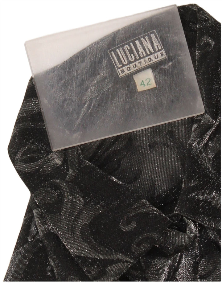 LUCIANA Blusa camisera con volantes en la parte delantera para mujer IT 42 Gris medio Paisley