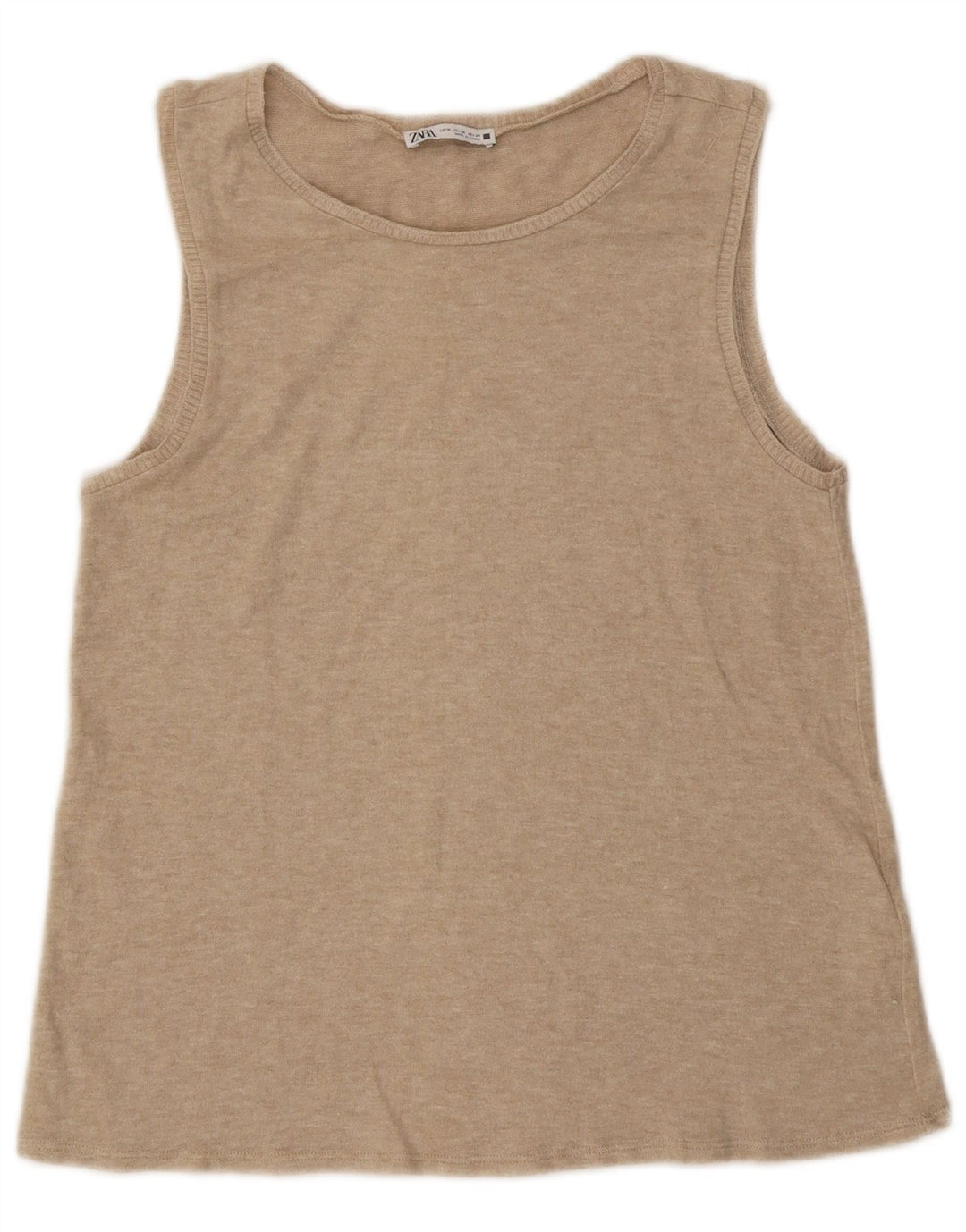 Zara Mujer Chaleco Top UK 42 Medio Viscosa Beige Moteada