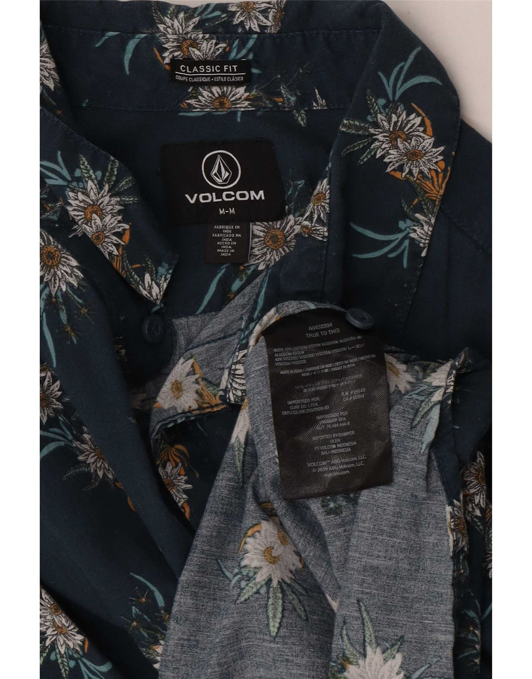 Camisa Volcom de corte clásico de manga corta de algodón floral azul medio para hombre
