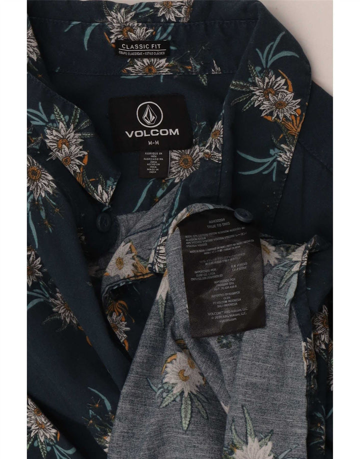 Camisa Volcom de corte clásico de manga corta de algodón floral azul medio para hombre