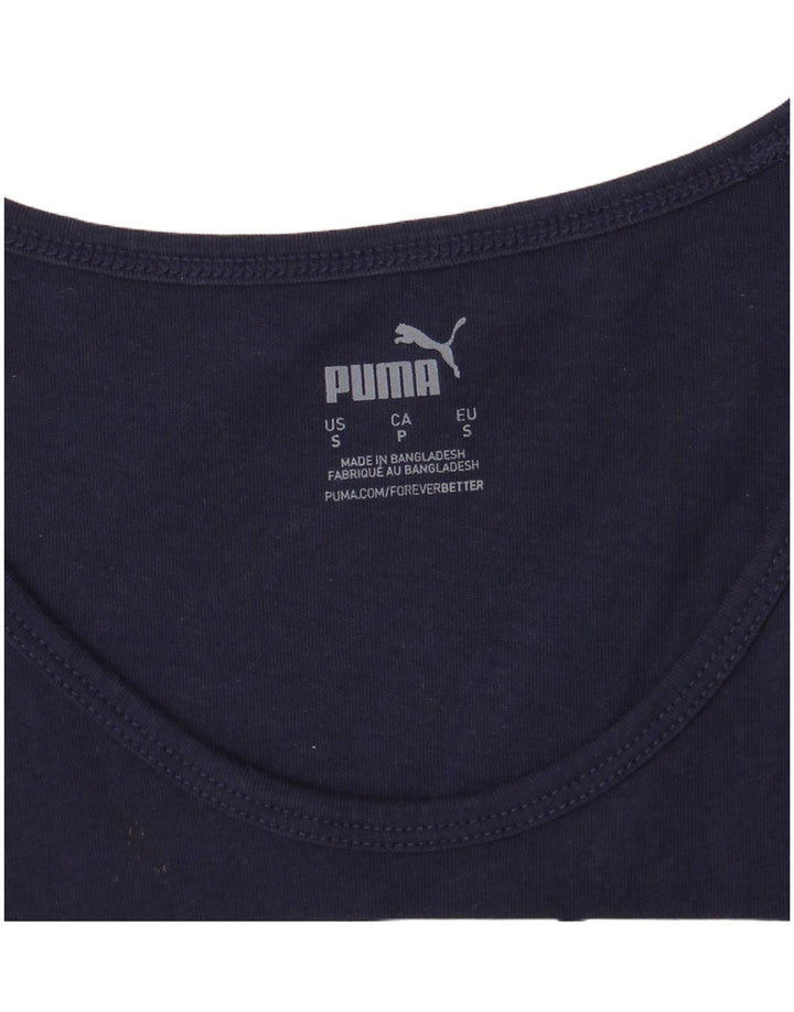 PUMA Camiseta sin mangas con gráfico para hombre, talla pequeña, azul marino