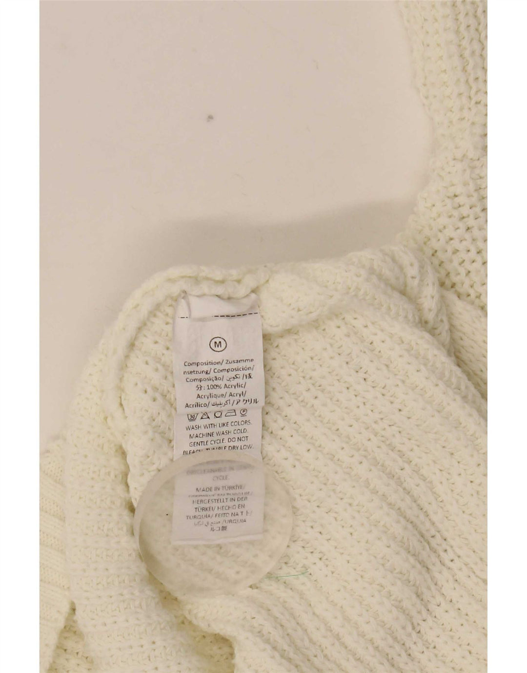 Vintage mujeres de gran tamaño barco cuello jersey suéter Reino Unido 14 blanco medio