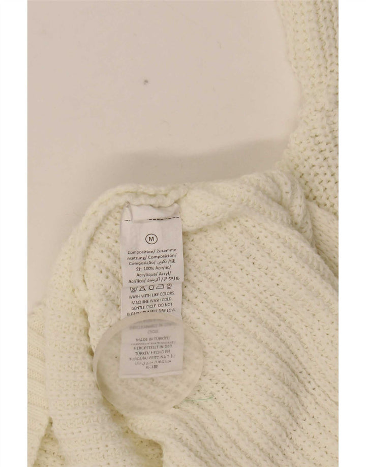 Vintage mujeres de gran tamaño barco cuello jersey suéter Reino Unido 14 blanco medio