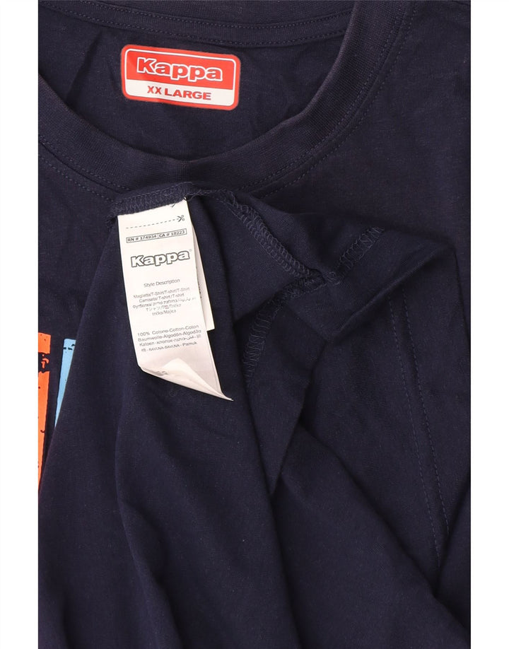 Kappa Hombre Gráfico Chaleco Top 2XL Azul Marino Algodón