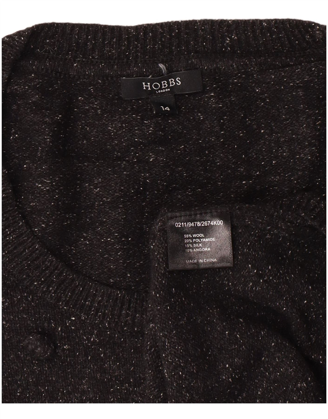 Hobbs Suéter con Cuello Barco para Mujer UK 14 Medium Black Wool Classic
