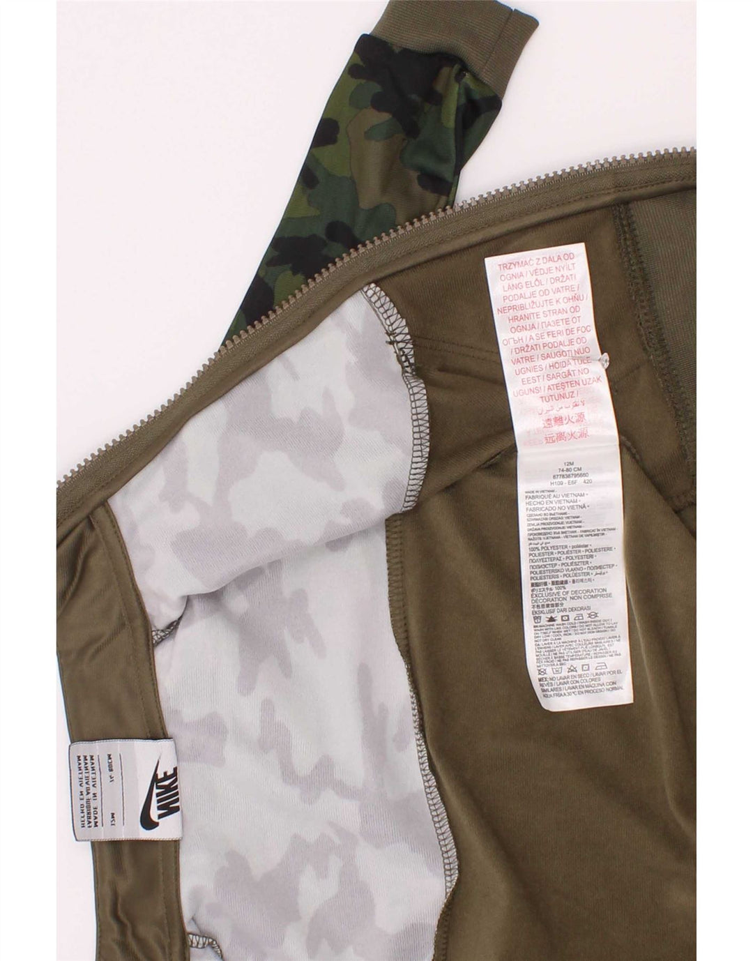 Nike - Chándal para bebés (9-12 meses), color caqui, camuflaje, poliéster