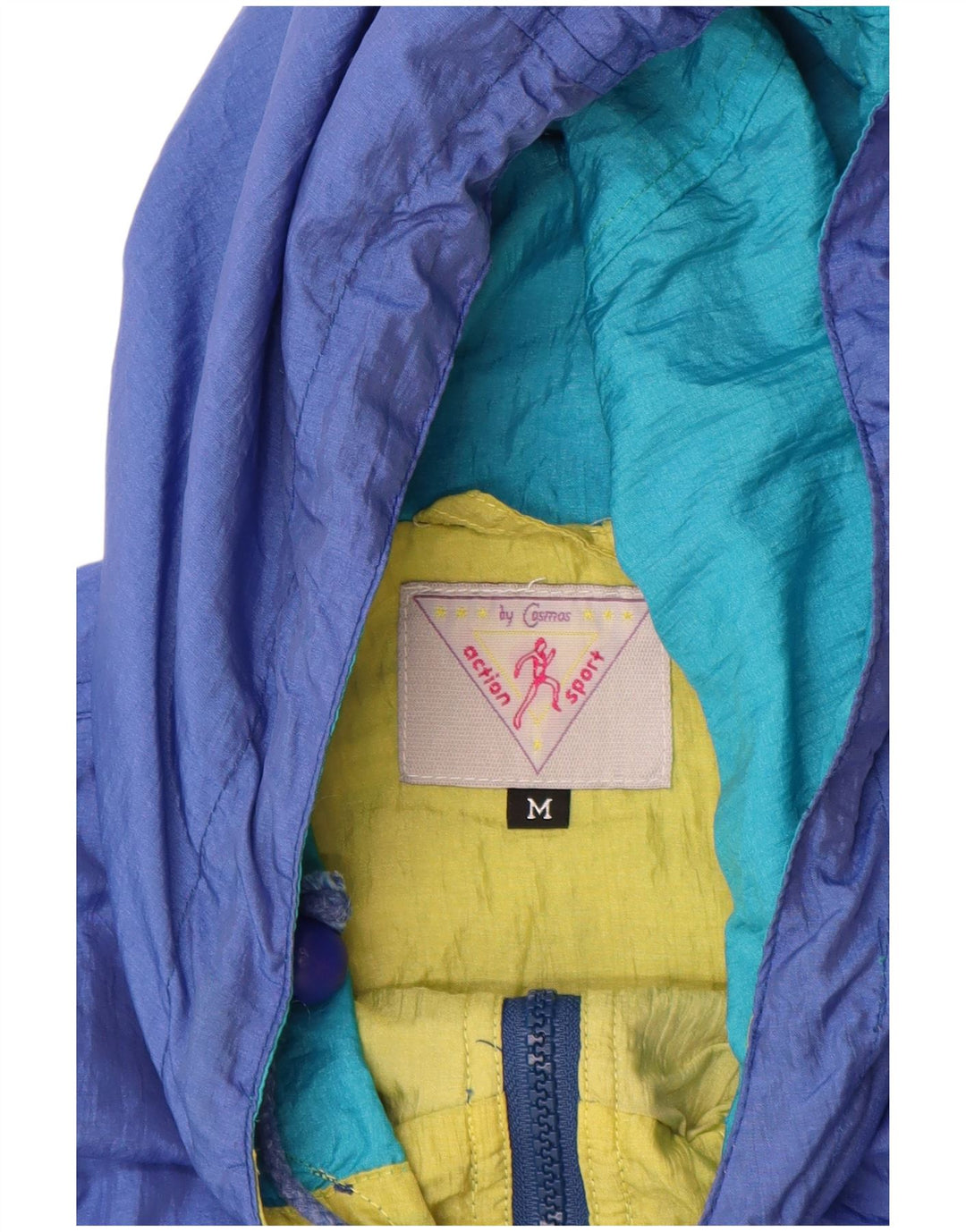 COSMOS Chaqueta impermeable extragrande con capucha para mujer UK 44 Azul medio Colorblock