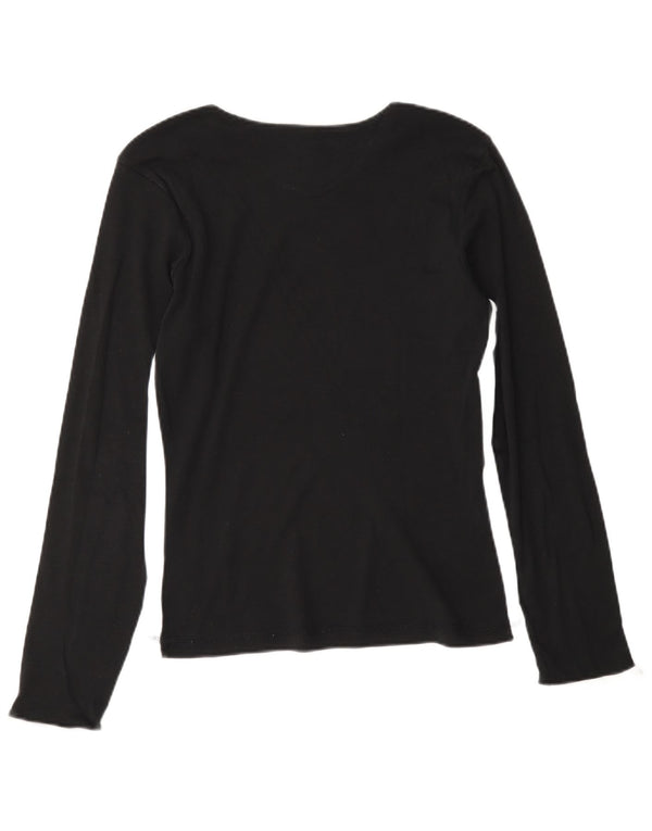 Champion Mujer Gráfico Top Manga Larga UK 40 XL Negro Algodón Deportes