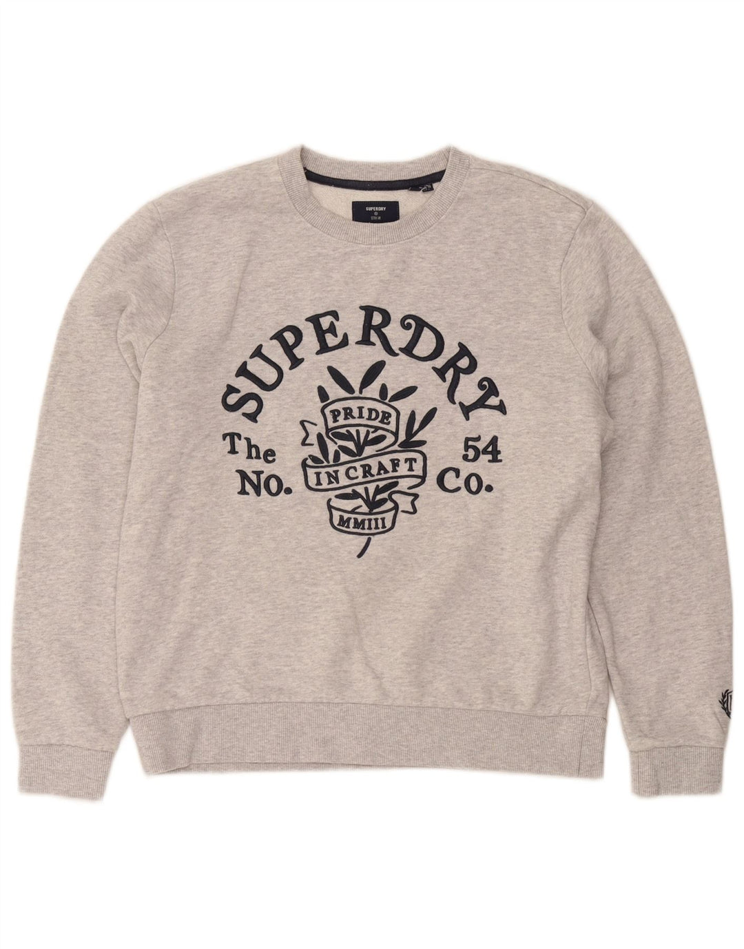 Superdry Mujer Gráfico Oversize Sudadera Jumper UK 10 Small Gris Algodón