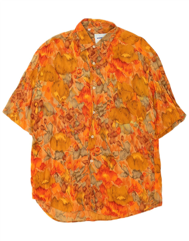 Wampum Camisa de manga corta para hombre grande naranja floral