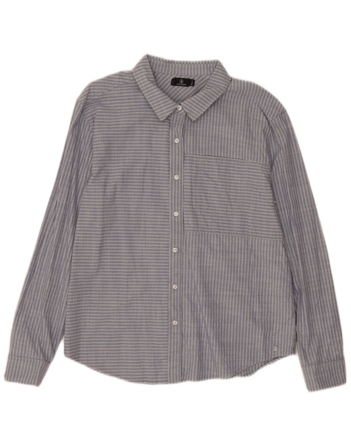 Camisa Volcom para mujer UK 44 Grande Algodón a rayas azules