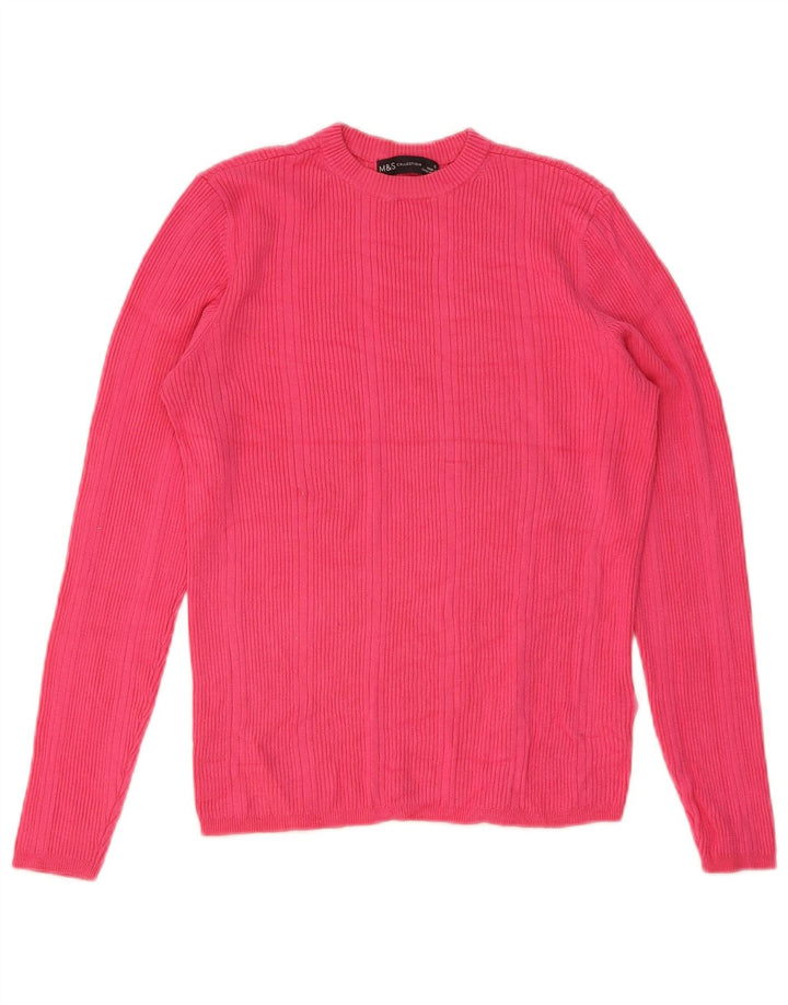 Marks & Spencer - Jersey de cuello redondo para mujer, talla 40, viscosa rosa mediana