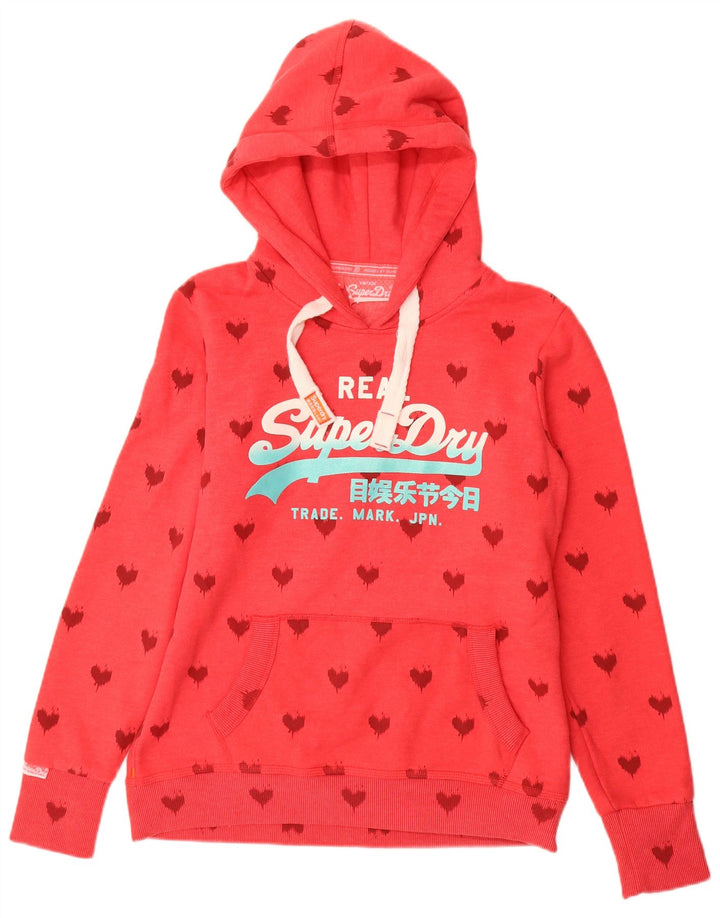 SUPERDRY Jersey con capucha gráfica para mujer UK 46 Large Red Cotton Heart