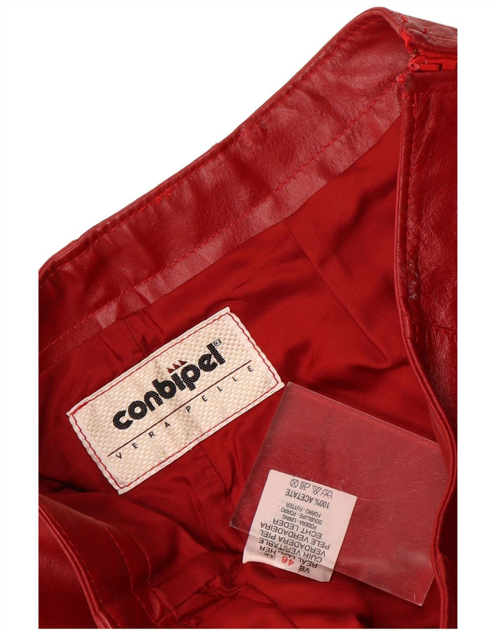 Conbipel Pantalones de cuero acampanados para mujer IT 46 Large W30 L30 Cuero rojo