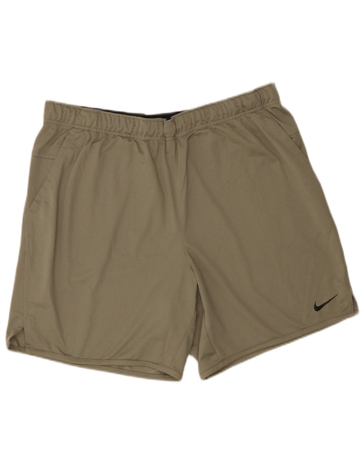 Nike Pantalones cortos deportivos Dri Fit para hombre XL Caqui Poliéster