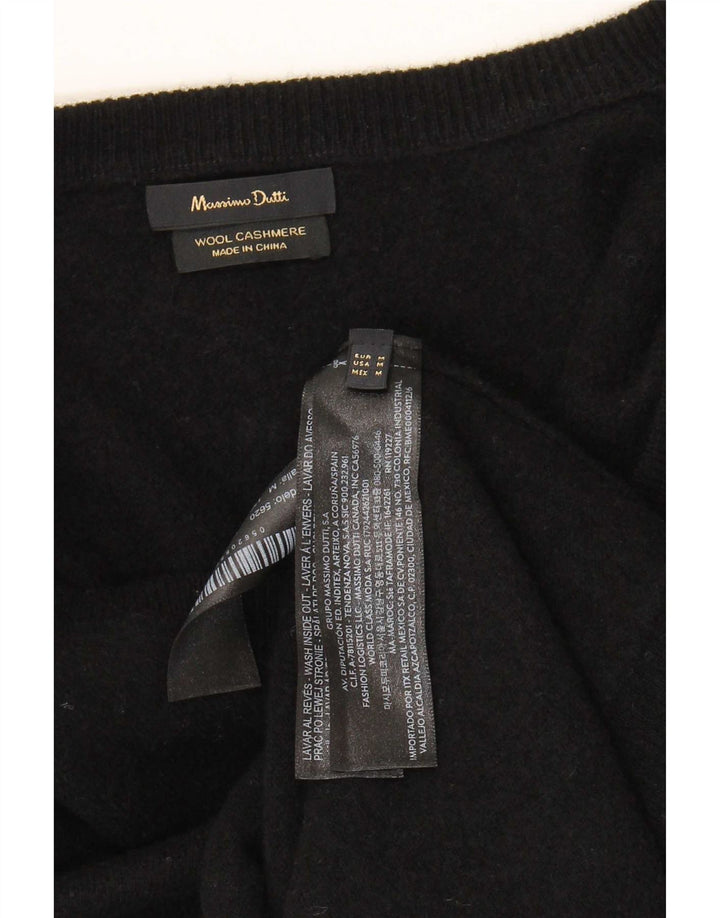Massimo Dutti Jersey con Cuello en V para Mujer UK 44 Mediano Lana Negra