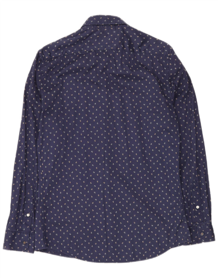 ZARA Hombre Camisa Slim Fit Azul Marino Medio Floral