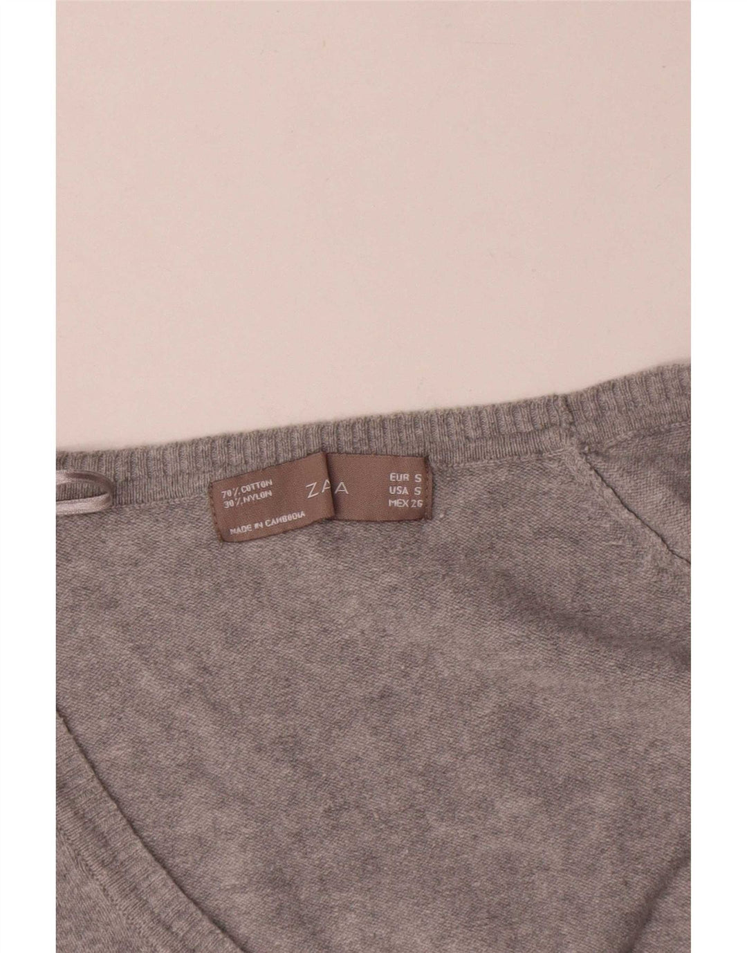 Zara Mujer Cárdigan Suéter UK 10 Small Gris Algodón