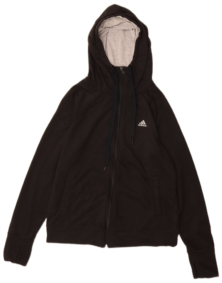 Adidas Climalite Zip Sudadera con capucha para mujer Reino Unido 12/14 Mediano Negro Poliéster