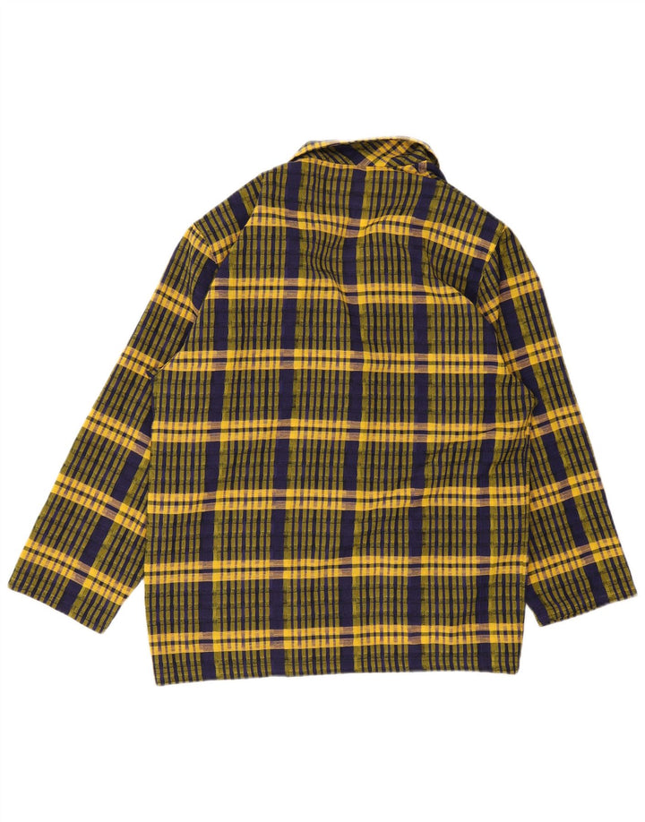 Vintage mujer 2 botones Blazer chaqueta Reino Unido 16 cheque amarillo grande